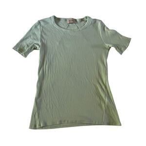 Elie. Tahari Light Green Ribbed Pima Cotton Ribbed Short Sleeve Sz XS